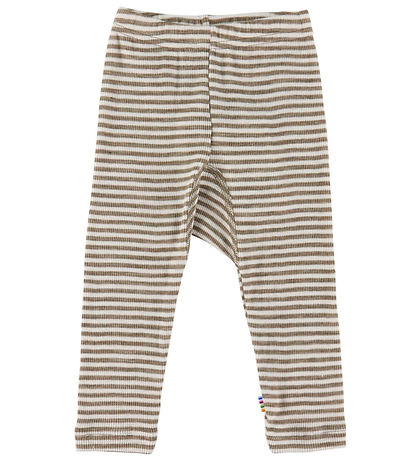 Joha Leggings - Uld/Silke - Rib - Mørk Beige/Stribet