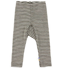 Joha Leggings - Uld/Silke - Rib - Mørkebrun/Stribet