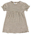 Joha Kjole - Uld/Silke - Rib - Mørk Beige/Stribet
