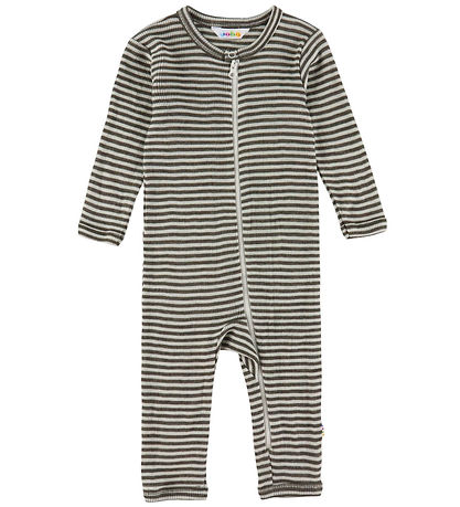 Joha Heldragt - Uld/Silke - Rib - Mørkebrun/Stribet