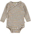 Joha Slå-om Body l/æ - Uld/Silke - Rib - Mørk Beige/Stribet