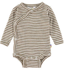 Joha Slå-om Body l/æ - Uld/Silke - Rib - Mørk Beige/Stribet