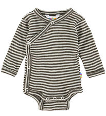 Joha Slå-om Body l/æ - Uld/Silke - Rib - Mørkebrun/Stribet