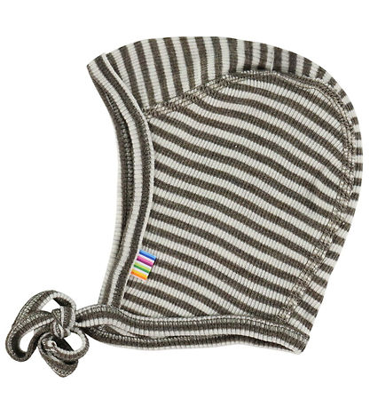 Joha Babyhjelm - Uld/Silke - Rib - Mørkebrun/Stribet