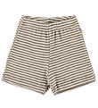 Joha Shorts - Uld/Silke - Rib - Mørk Beige/Stribet