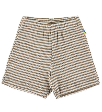 Joha Shorts - Uld/Silke - Rib - Mørk Beige/Stribet