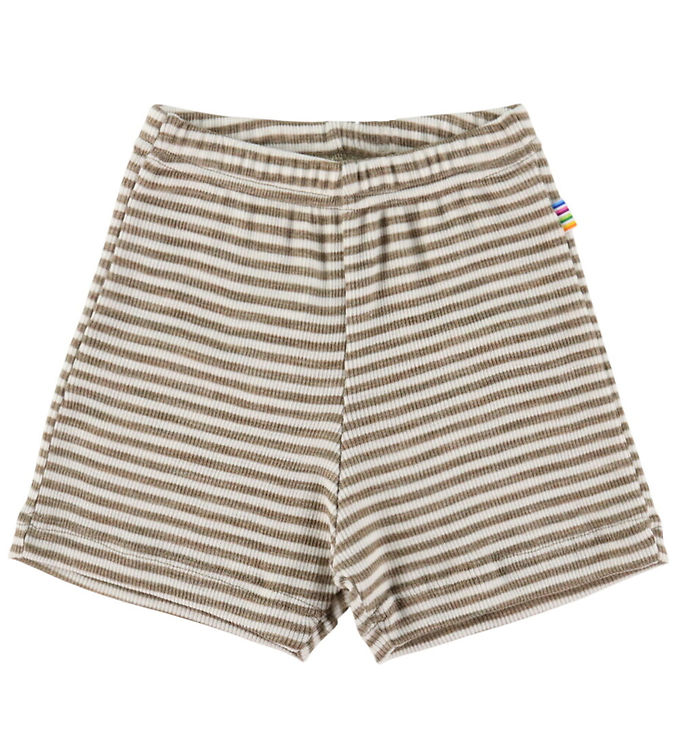 Joha Shorts - Uld/Silke - Rib - Mørk Beige/Stribet