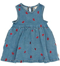 Petit Piao Kjole - PpEva - Light Blue Denim EMB