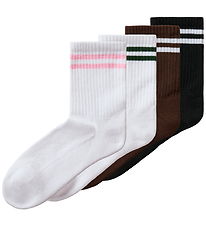 Name It Strømper - 4-pak - NknDona - Bright White/White/Green+Wh