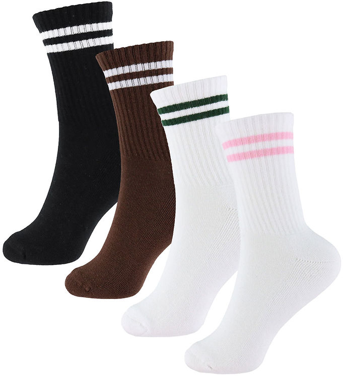 Name It Strømper - 4-pak - NknDona - Bright White/White/Green+Wh