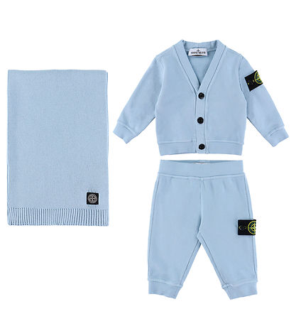 Stone Island Gaveæske - Cardigan/Sweatpants/Tæppe - Sky Blue