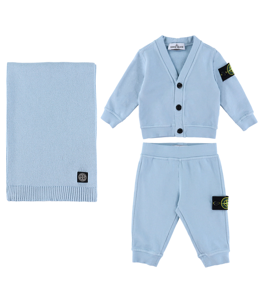 Stone Island Geschenkbox - Cardigan/Jogginghosen/Decke - Sky Blu - Stone Island - 6-9 mt - Cardigans