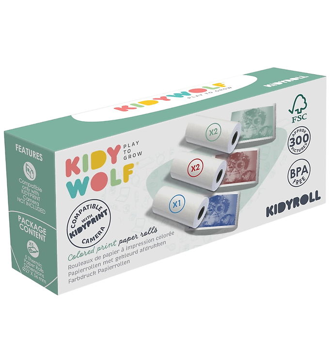 Kidywolf Fotopapir Til Kamera - Kidyprint - Grøn/Rød/Blå