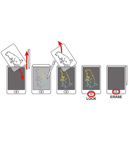 Kidywolf LCD-tegnetavle m. 30 Motiver - Kidydraw-Mini - Kawaii