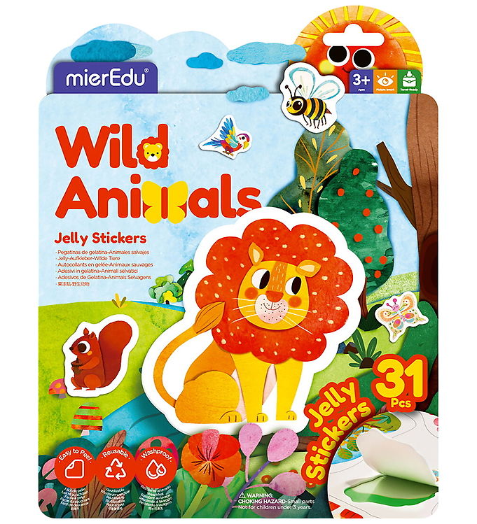 mierEdu Klistermærkebog - Jelly Stickers - Vilde Dyr