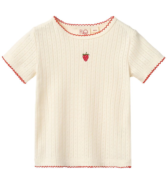 Flöss T-shirt - Flora Pointelle - Gentle Cream