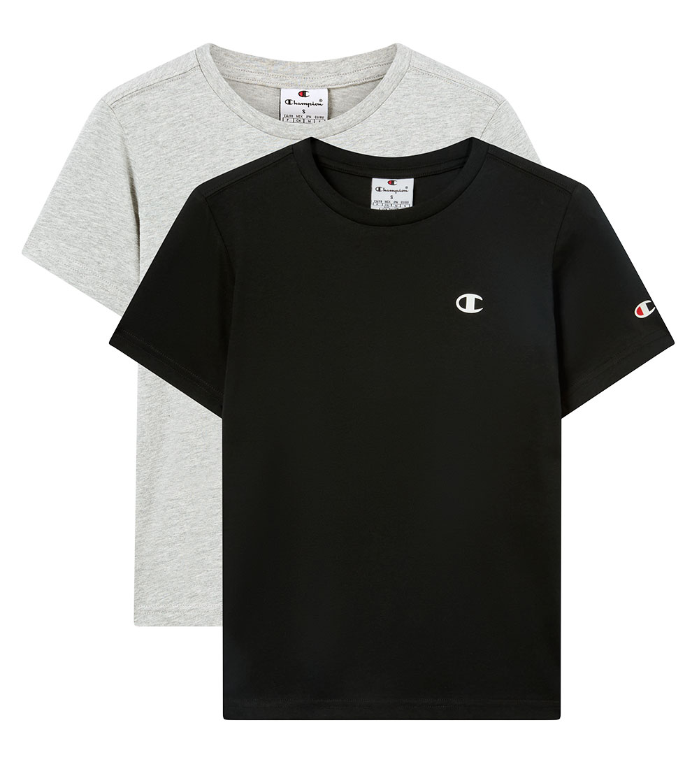 Champion T-Shirt - 2er-Pack - Black/Grey Melange - Champion - 11-12 Jahre (146-152) - T-Shirts