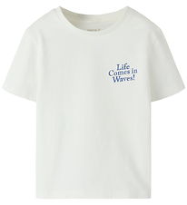 Name it T-shirt - NmmFukkan - Cloud Dancer/Life Comes in Waves