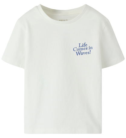 Name it T-shirt - NmmFukkan - Cloud Dancer/Life Comes in Waves