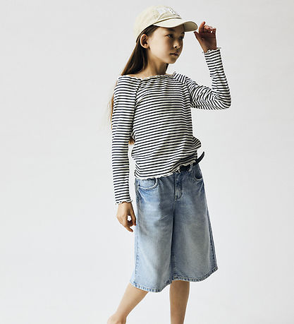 Name It Bluse - NkfForta - Rib - Navy Blazer/Bright White