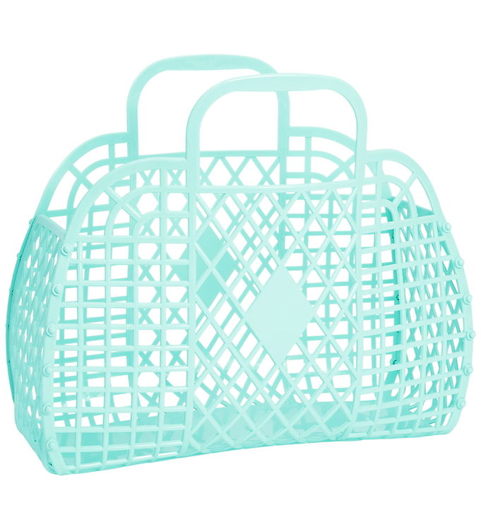 Sun Jellies Stor Foldekurv - Retro - 35x30x14 cm - Sea Foam