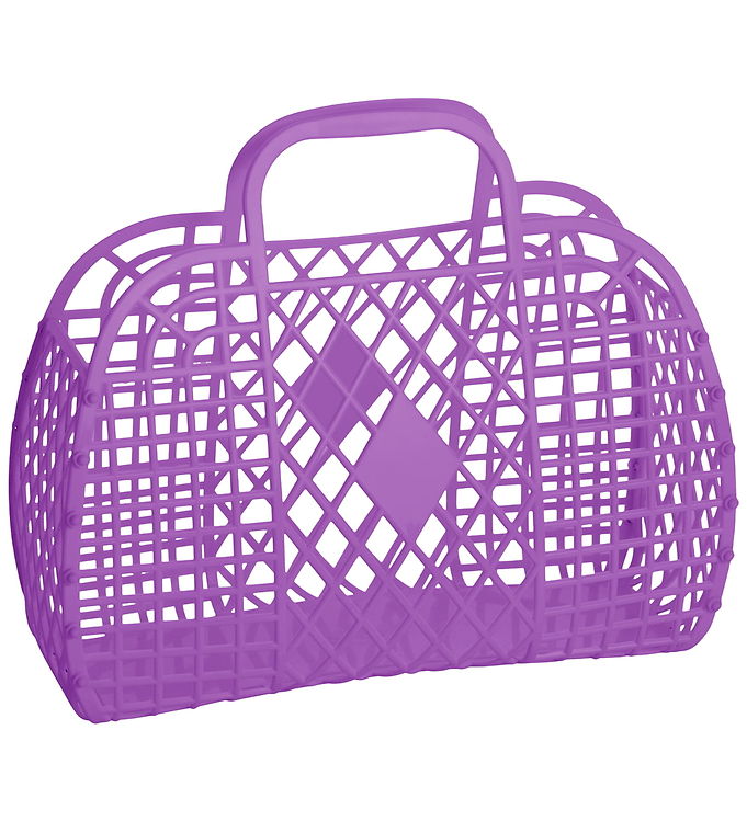 Sun Jellies Stor Foldekurv - Retro - 35x30x14 cm - Lilla