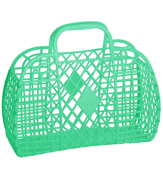 Sun Jellies Stor Foldekurv - Retro - 35x30x14 cm - Grøn