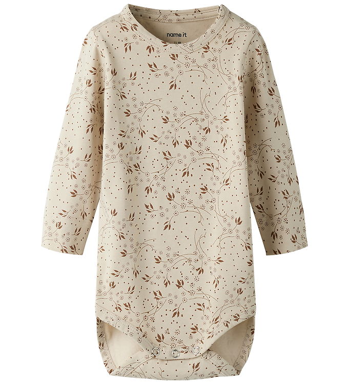 Name It Birka Peyote - Baby Body - Langærmet - Beige/Brun - 80