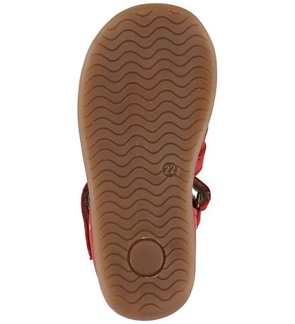 Pom Pom Begyndersandaler - Starter Velcro - Poppy Red AOP