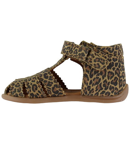 Pom Pom Begyndersandaler - Starter Scallop Velcro - Leopard