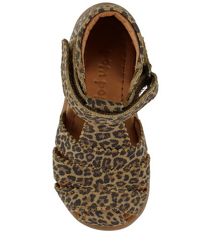Pom Pom Begyndersandaler - Starter Scallop Velcro - Leopard