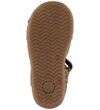 Pom Pom Begyndersandaler - Starter Scallop Velcro - Leopard