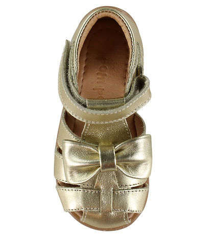 Pom Pom Sandaler - Bow Velcro - Pale Gold