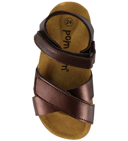 Pom Pom Sandaler - Velcro - Leather Brown