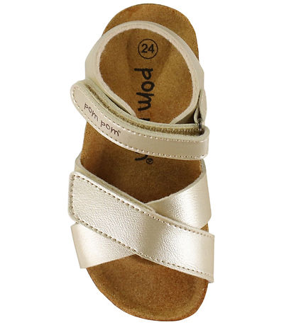 Pom Pom Sandaler - Velcro - Pale Gold