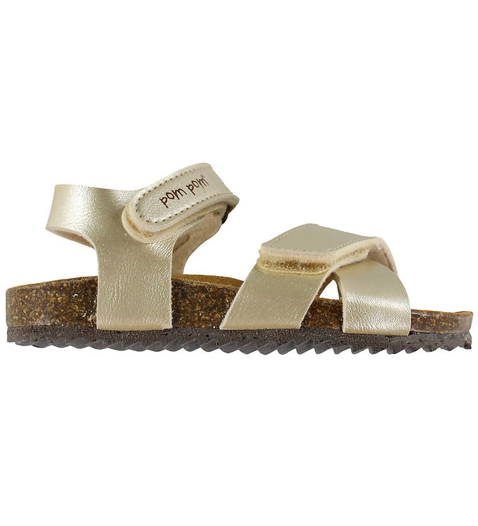 Pom Pom Sandaler - Velcro - Pale Gold