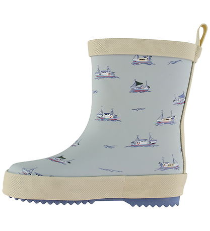 Pom Pom Gummistøvler - Pearl Blue Boat AOP