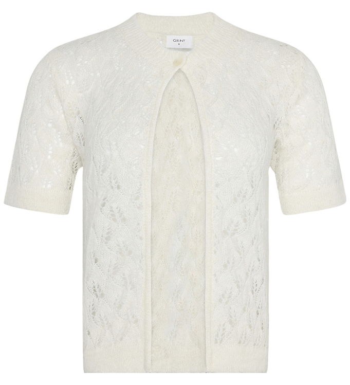 Grunt Cardigan - Strikket - Hulmønster - GrReena - White
