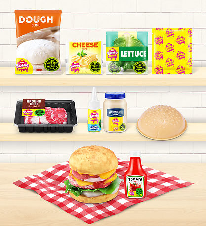 Slime Mart Indkøbskurv - Fast Food - Burger - 11 Dele