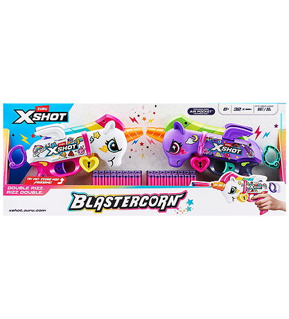 X-SHOT Skumgevær - 2-pak - Blastercorn - Unicorn - 32 Darts