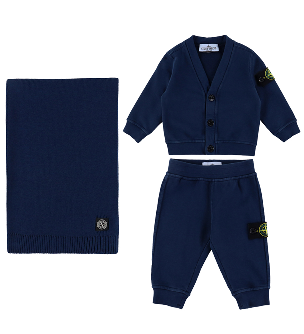 Stone Island Cadeaubox - Vest/Joggingbroek/Deken - Navy Blue - Stone Island - 6-9 mnd - Vesten