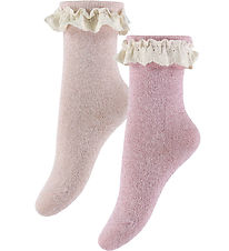 Konges Sløjd Strømper - 2-Pak - Glitter Frill - Rosette