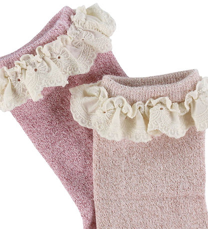 Konges Sløjd Strømper - 2-Pak - Glitter Frill - Rosette