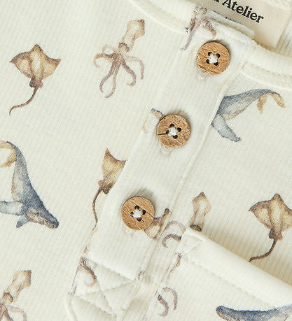 Lil Atelier T-shirt - Rib - NmmLavo - Coconut Milk/SEA ANIMALS