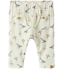 Lil Atelier Bukser - Rib - Loose - NbmLavo - Coconut Milk/SEA AN