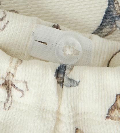 Lil Atelier Bukser - Rib - Loose - NbmLavo - Coconut Milk/SEA AN