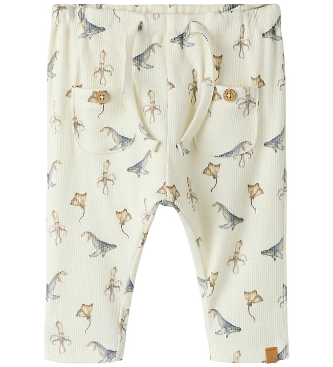 Lil Atelier Bukser - Rib - Loose - NbmLavo - Coconut Milk/SEA AN billede
