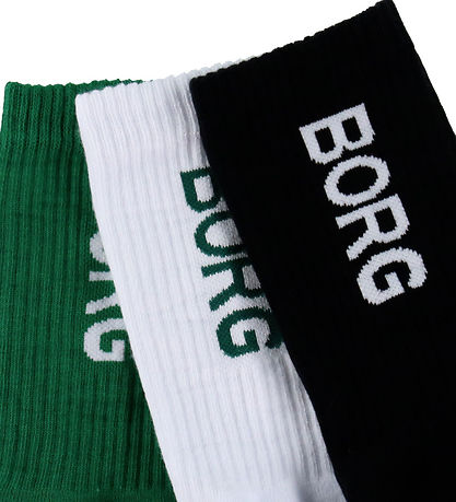 Björn Borg Strømper - 3-pak - Crew - Grøn/Sort/Hvid