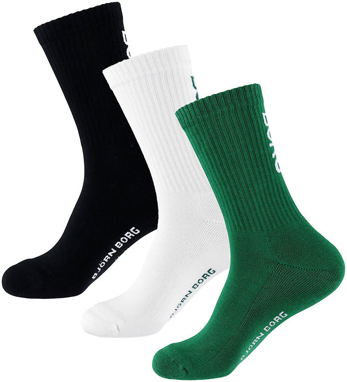 Björn Borg Strømper - 3-pak - Crew - Grøn/Sort/Hvid