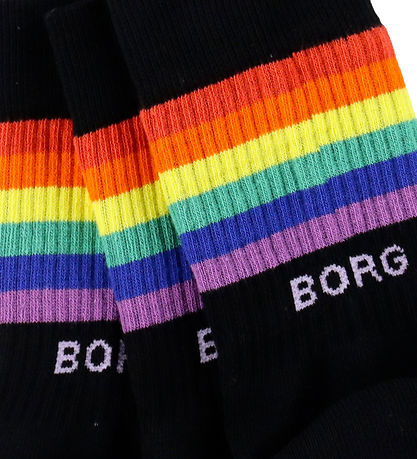 Björn Borg Strømper - 3-pak - Crew - Sort m. Regnbue